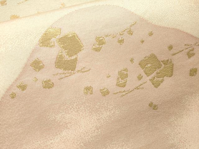 平和屋本店▼六通柄袋帯 明綴 九百袋帯 箔散らし重ね山文 本金箔24K 正絹 逸品 DABI7844fe