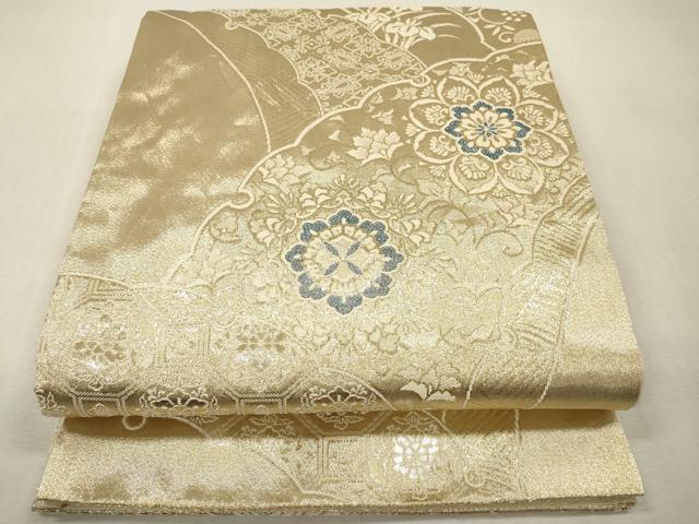 平和屋着物▼六通柄袋帯 正倉院鴛鴦花文 金箔二重織 正絹 逸品 DABI7846fe
