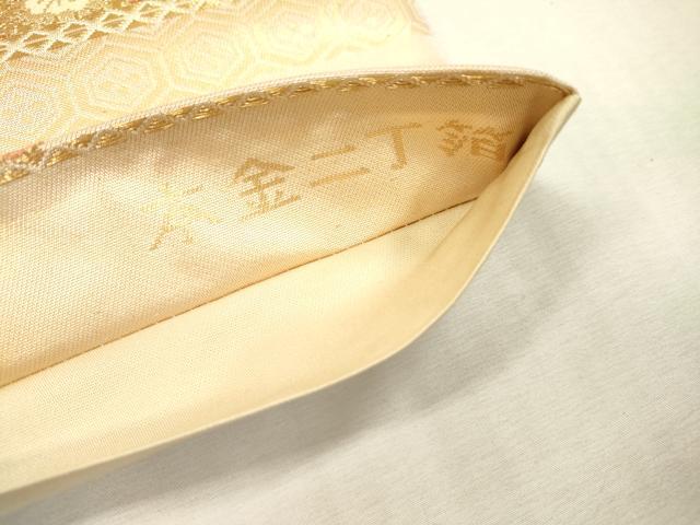 平和屋本店▼六通柄袋帯 色紙重ね花文 本金二丁箔 正絹 逸品 未使用 DABI7869fe