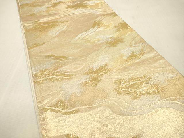 平和屋本店▼西陣 六通柄袋帯 霞文 純金箔二重箔 証紙付き 正絹 逸品 DABI7873fe