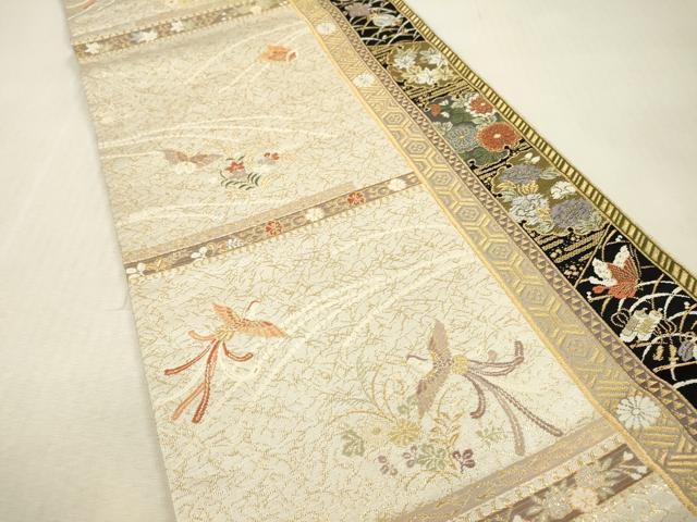 平和屋本店▼六通柄袋帯 唐織 鳳凰舞蝶花文 弐拾四金二重織 正絹 逸品 DABI7874fe
