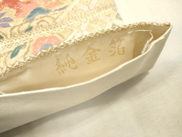 平和屋本店▼六通柄袋帯 唐織 鴛鴦花文 純金箔 正絹 逸品 DABI7876fe