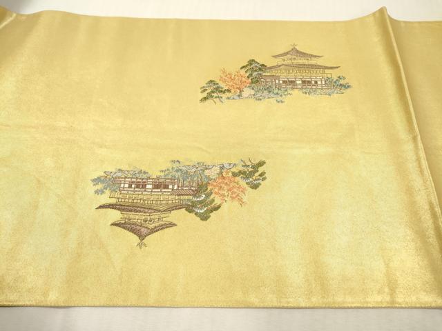 平和屋本店●六通柄袋帯 唐織 風景文 本金箔 金泥箔 正絹 逸品 DABI7881fe