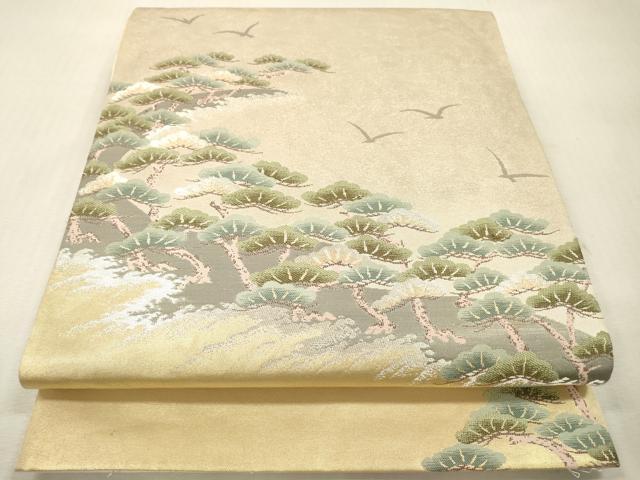 平和屋着物▼六通柄袋帯 慶祥錦文 彩金銀二重手引箔 正絹 逸品 DABI7884fe