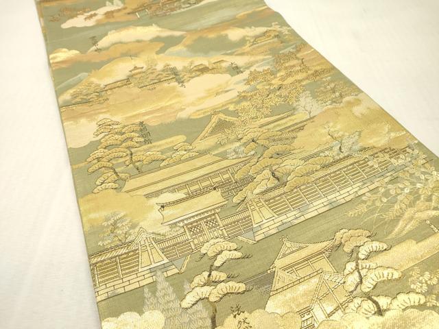 平和屋本店▼全通柄袋帯 京洛百景 黄金全通 本金箔使用 正絹 逸品 DABI7885fe
