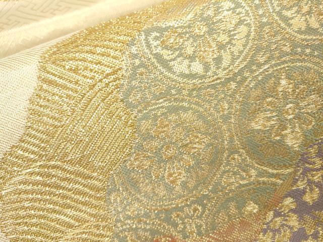 平和屋本店▼全通柄袋帯 佐賀錦道長紋 本金二丁箔全通 正絹 逸品 DABI7890fe