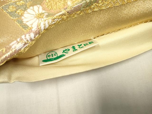 平和屋着物▼六通柄袋帯 唐織 地紙花文 金糸 引箔 やまと誂製 正絹 逸品 DABI7892fe