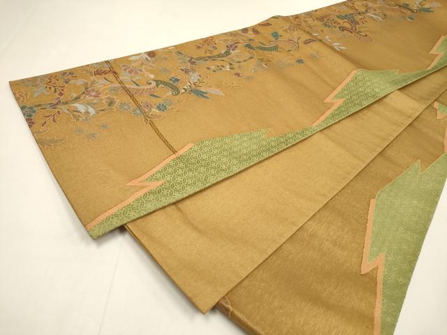 平和屋着物▼六通柄袋帯 花唐草文 金通し地 正絹 逸品 DABI7905fe