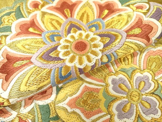 平和屋着物▼六通柄袋帯 唐織 高砂 正倉院花文 金糸 正絹 逸品 DABI7912fe