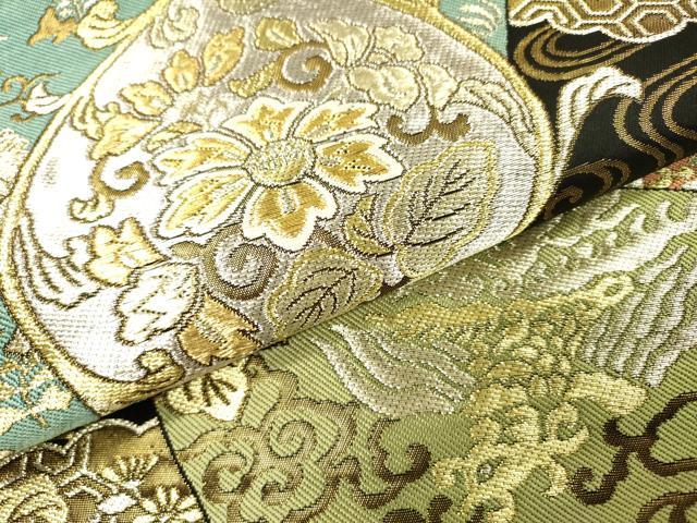 平和屋着物▼六通柄袋帯 唐織 鳳凰色紙重ね花文 金銀糸 正絹 逸品 DABI7928fe