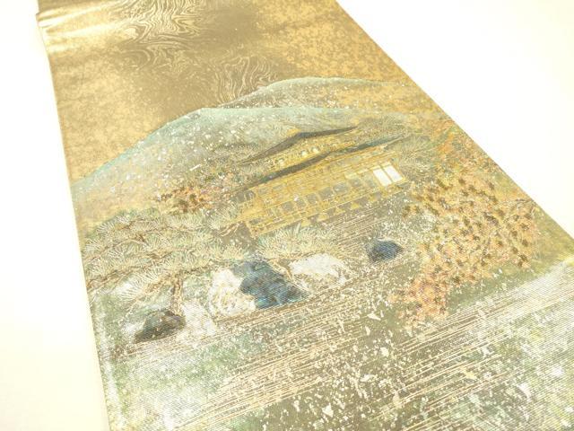 平和屋着物▼太鼓柄袋帯 螺鈿箔 金閣寺 金彩 引箔 正絹 逸品 DABI7946fe