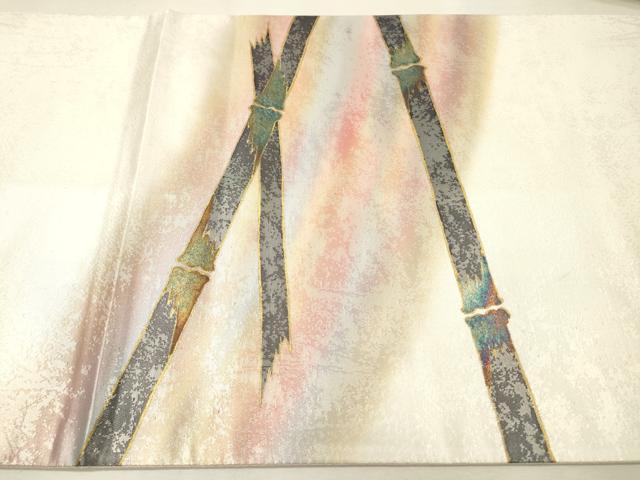 平和屋着物▼染色作家 田中文子 太鼓柄袋帯 竹 金彩 正絹 逸品 DABI7952fe