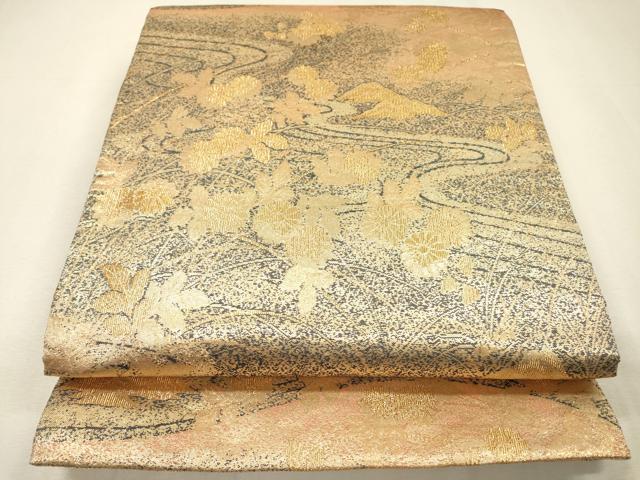 平和屋本店▼六通柄袋帯 流水菊花文 本金 正絹 逸品 DABI7963fe