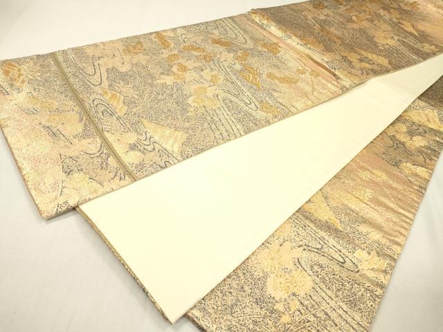 平和屋本店▼六通柄袋帯 流水菊花文 本金 正絹 逸品 DABI7963fe