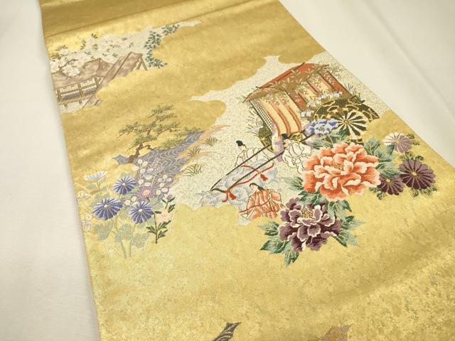 平和屋着物▼六通柄袋帯 唐織 葵祭絵巻紋 金彩 引箔 正絹 逸品 DABI7964fe