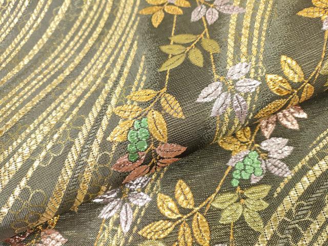 平和屋着物▼西陣 六通柄袋帯 南天文 金糸 証紙付き 正絹 逸品 DABI7983fe