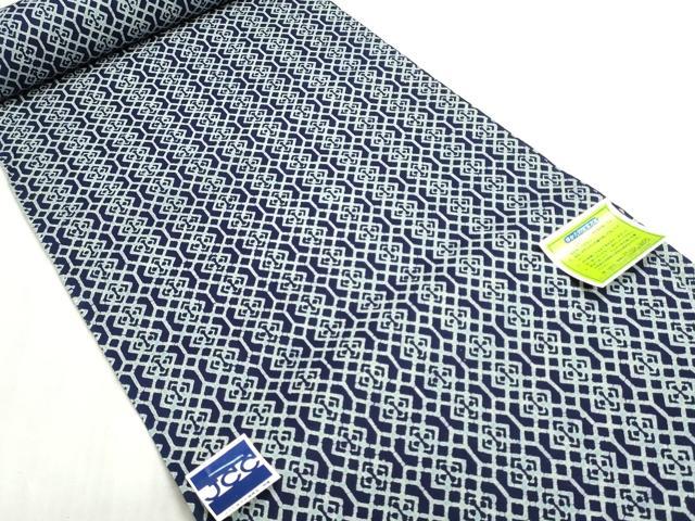 平和屋着物*夏物 浴衣 反物 着尺 本ろうけつ染め 注染 菱繋ぎ 綿 逸品 未使用 DABI8058we
