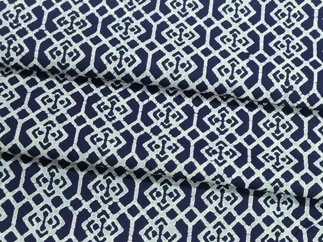 平和屋着物*夏物 浴衣 反物 着尺 本ろうけつ染め 注染 菱繋ぎ 綿 逸品 未使用 DABI8058we