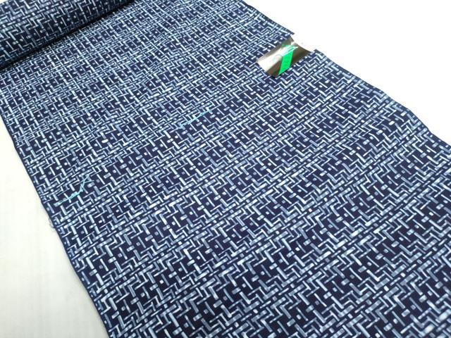 平和屋着物*夏物 男性 浴衣 反物 着尺 注染 変わり格子 キングサイズ 綿 逸品 未使用 DABI8072we