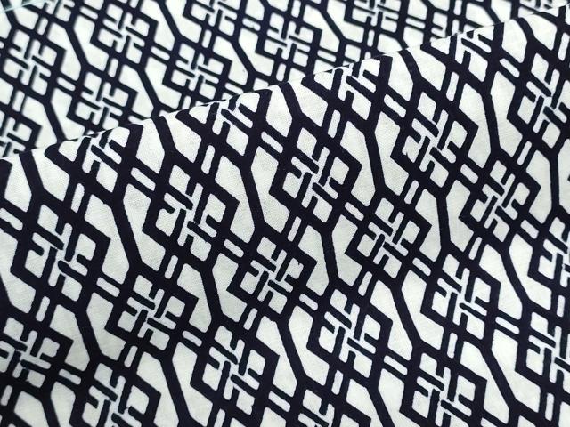 平和屋着物*夏物 浴衣 反物 着尺 注染 三春染 変わり格子 綿 逸品 未使用 DABI8080we