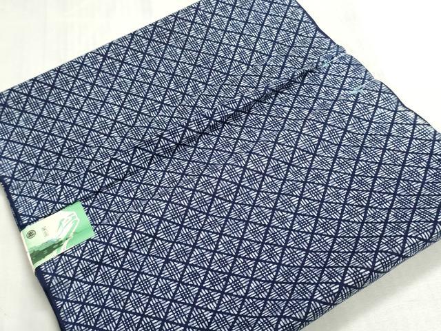 平和屋着物*夏物 浴衣 反物 着尺 注染 菱文 三越扱い 綿 逸品 未使用 DABI8095we