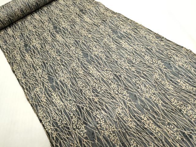 平和屋着物▼喜多山紬 反物 着尺 草花文 大丸扱い 証紙付き 逸品 未使用 DABI8204we