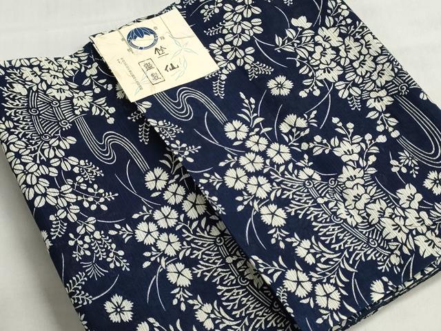 平和屋着物*夏物 竺仙鑑製 浴衣 反物 着尺 綿絽 注染 草花文 証紙付き 綿 逸品 未使用 DABI8264we