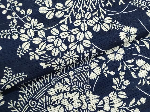 平和屋着物*夏物 竺仙鑑製 浴衣 反物 着尺 綿絽 注染 草花文 証紙付き 綿 逸品 未使用 DABI8264we