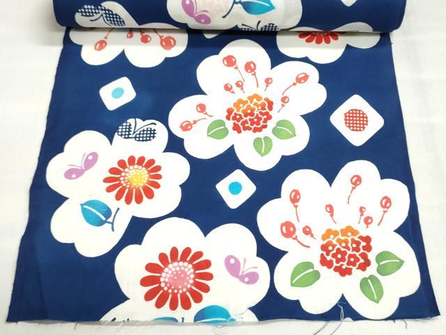 平和屋着物*夏物 浴衣 反物 着尺 注染 舞花文 綿 逸品 未使用 DABI8270we