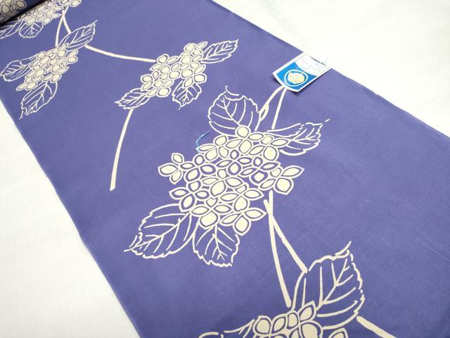 平和屋着物*夏物 浴衣 反物 着尺 注染 紫陽花 アジサイ 綿 逸品 未使用 DABI8285we