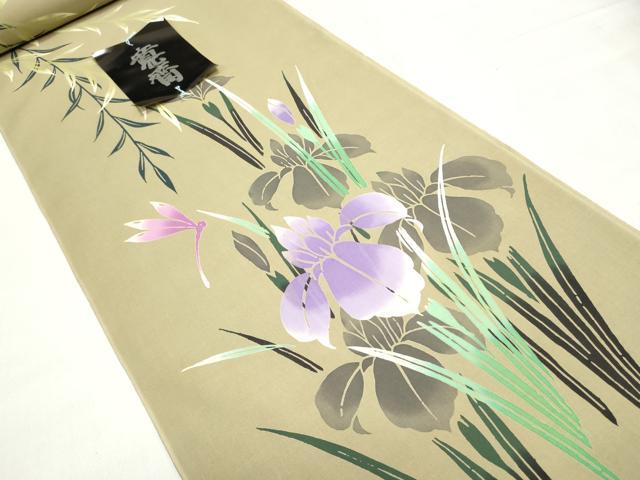 平和屋着物*夏物 世界的ファッションデザイナー 山本寛斎 kansaiブランド 浴衣 反物 着尺 蜻蛉 菖蒲 綿 未使用 DABI8306we