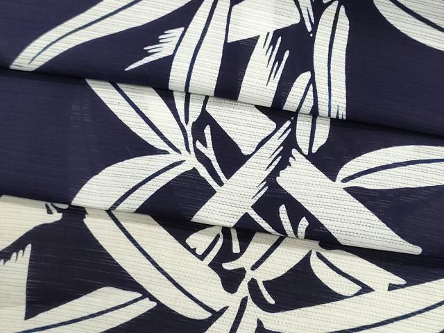 平和屋着物*夏物 浴衣 反物 着尺 綿絽 注染 笹竹文 綿 逸品 未使用 DABI8308we