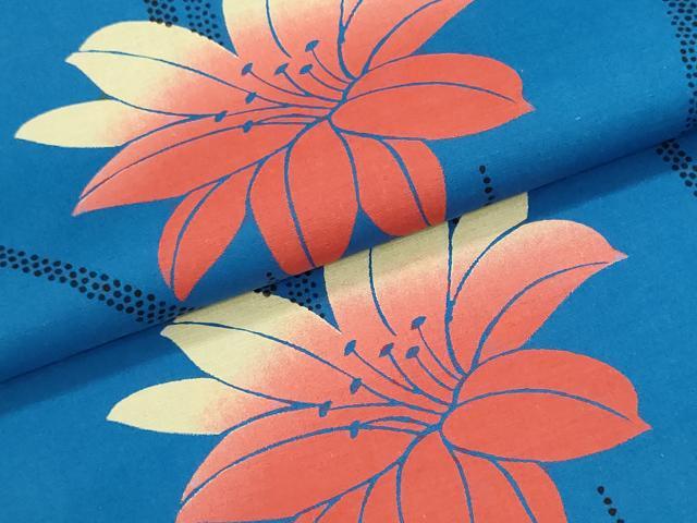 平和屋着物*夏物 浴衣 反物 着尺 注染 草花文 綿 逸品 未使用 DABI8311we