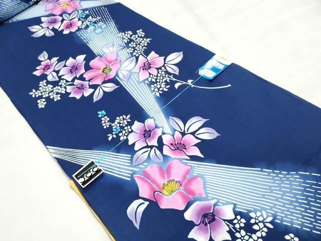 平和屋着物*夏物 浴衣 反物 着尺 注染 千代染 草花文 綿 逸品 未使用 DABI8313we