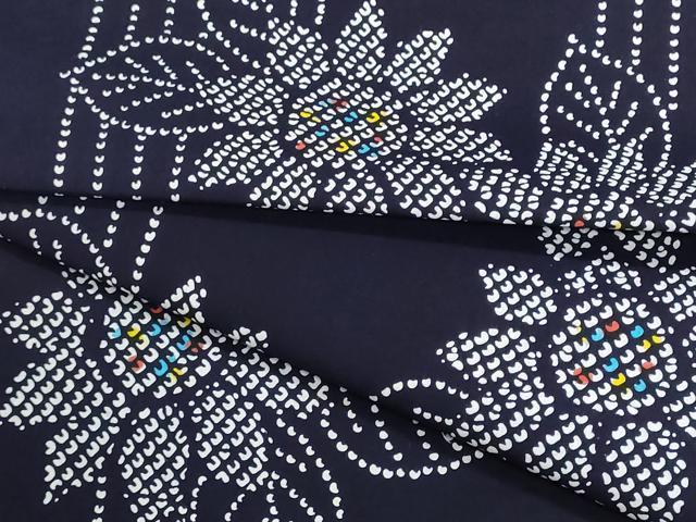 平和屋着物∴夏物 浴衣 反物 着尺 よし水 注染 向日葵 コーマ糸使用 綿 逸品 未使用 DABI8490we