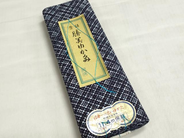平和屋着物∴夏物 浴衣 反物 着尺 注染 格子 綿 逸品 未使用 DABI8509we