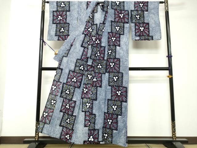平和屋着物∴夏物 浴衣 有松鳴海絞り 色紙花文 綿 逸品 DABI8525cd