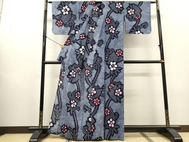平和屋着物∴夏物 浴衣 有松鳴海絞り 流水花文 綿 逸品 DABI8535cd