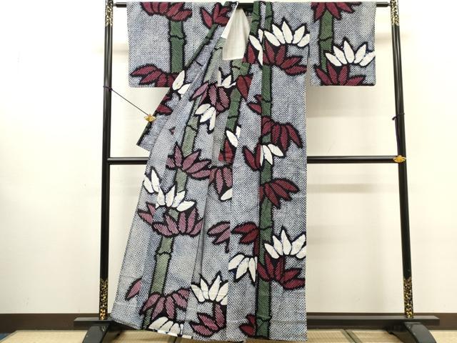 平和屋着物∴夏物 浴衣 有松鳴海絞り 笹竹文 綿 逸品 DABI8536cd