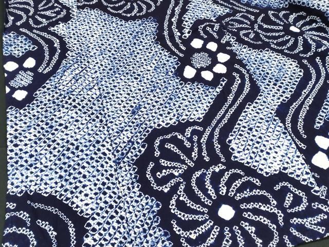 平和屋着物∴夏物 浴衣 有松鳴海絞り 枝花文 綿 逸品 DABI8538cd