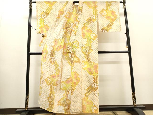 平和屋着物∴夏物 浴衣 有松鳴海絞り 舞蝶文 綿 逸品 DABI8554cd