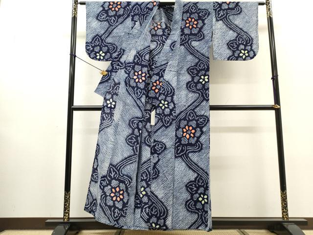 平和屋着物∴夏物 浴衣 有松鳴海絞り 草花文 綿 逸品 DABI8565cd