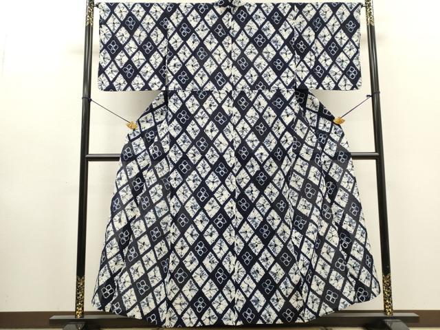 平和屋着物∴夏物 浴衣 有松鳴海絞り 菱花文 綿 逸品 DABI8567cd