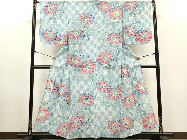 平和屋着物∴夏物 浴衣 有松鳴海絞り 草花文 綿 逸品 未使用 DABI8571cd