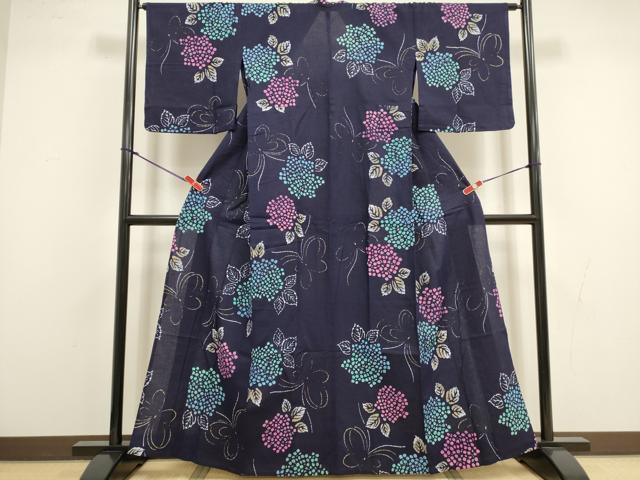平和屋着物∴夏物 浴衣 注染 紫陽花 綿 逸品 DABI8582cd