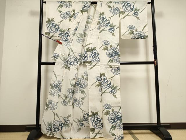 平和屋着物∴夏物 小紋・浴衣兼用 草花文 逸品 DABI8586cd