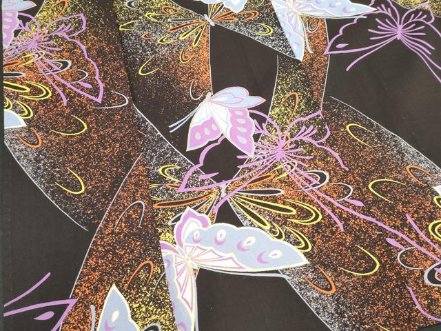 平和屋着物∴夏物 浴衣 注染 手縫い 舞蝶文 綿 逸品 DABI8587cd