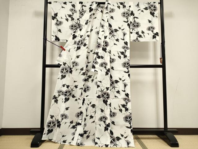 平和屋着物∴夏物 綿紅梅 浴衣 手縫い 朝顔 さが美扱い 綿 逸品 DABI8589cd