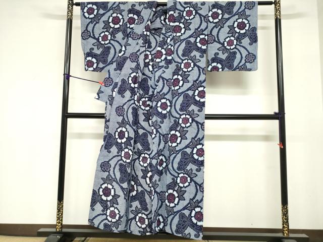 平和屋着物∴夏物 浴衣 草花文 リップル生地 綿 逸品 DABI8618cd