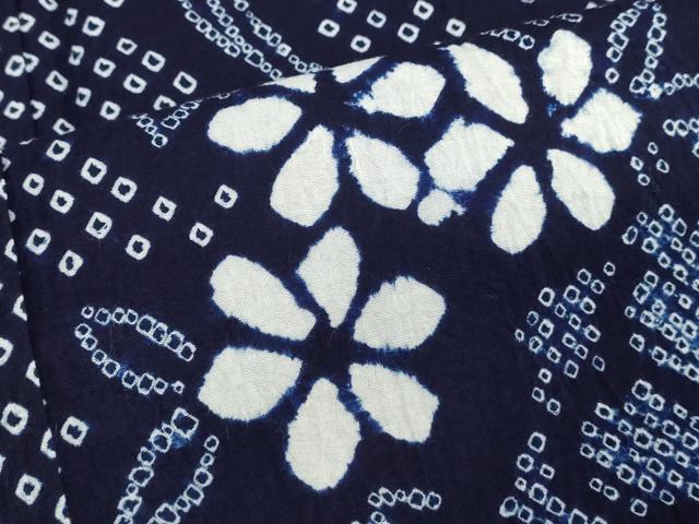 平和屋着物∴夏物 浴衣 有松鳴海絞り 枝花文 綿 逸品 DABI8621cd